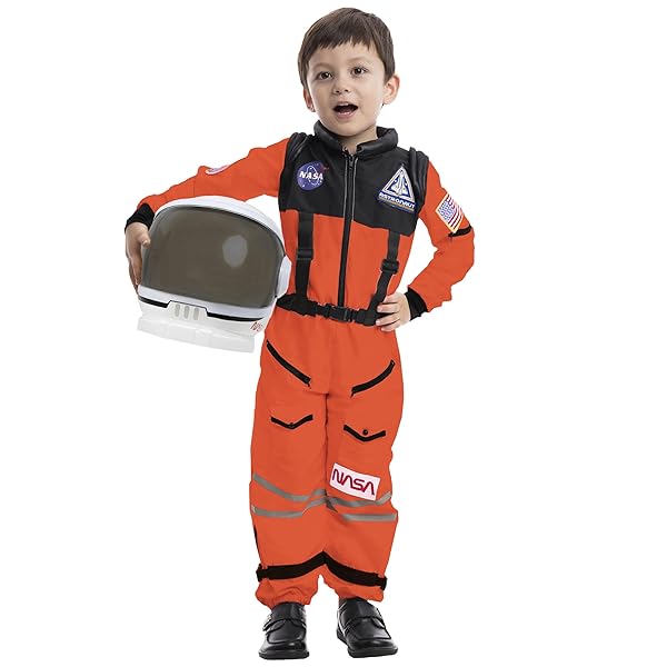 Spooktacular Creations Spooktacular Creations Orange Astronaut Costume for Toddlers with Helmet and Movable Visor Perfect for Halloween and Cosplay Party Supplies