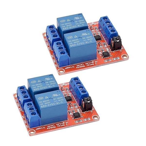 Valefod 2 Pack DC 5V Relay Module 2 Channel Relay Switch Optocoupler Isolation High Low Level Trigger - View 2 of 8