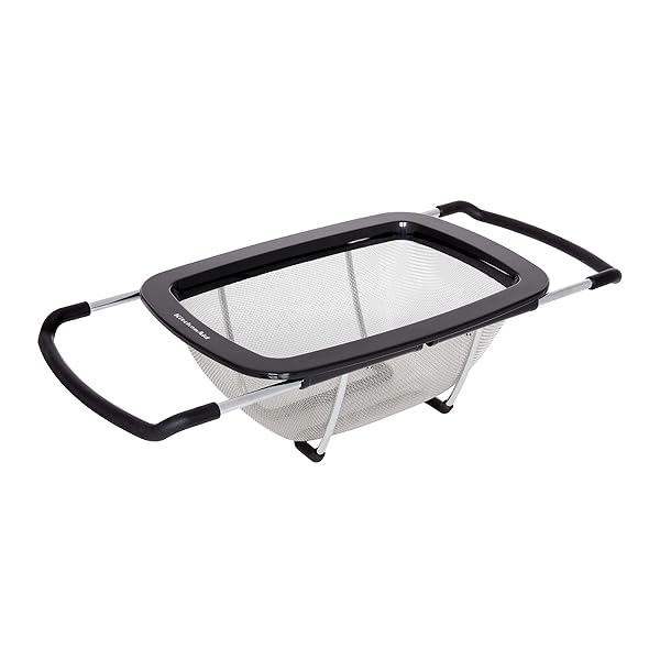 KitchenAid Expandable Stainless Steel Colander - Versatile Black Kitchen Essential
