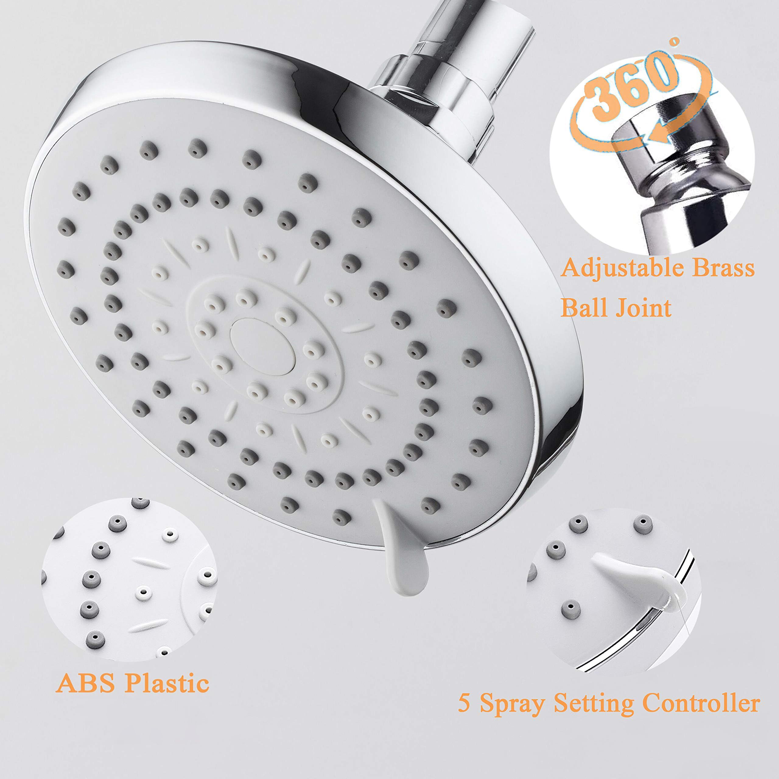 HarJue HarJue High Pressure Shower Head with 11 Inch Adjustable Arm for Optimal Rainfall Bathing Experience in Chrome Finish - View 3 of 6