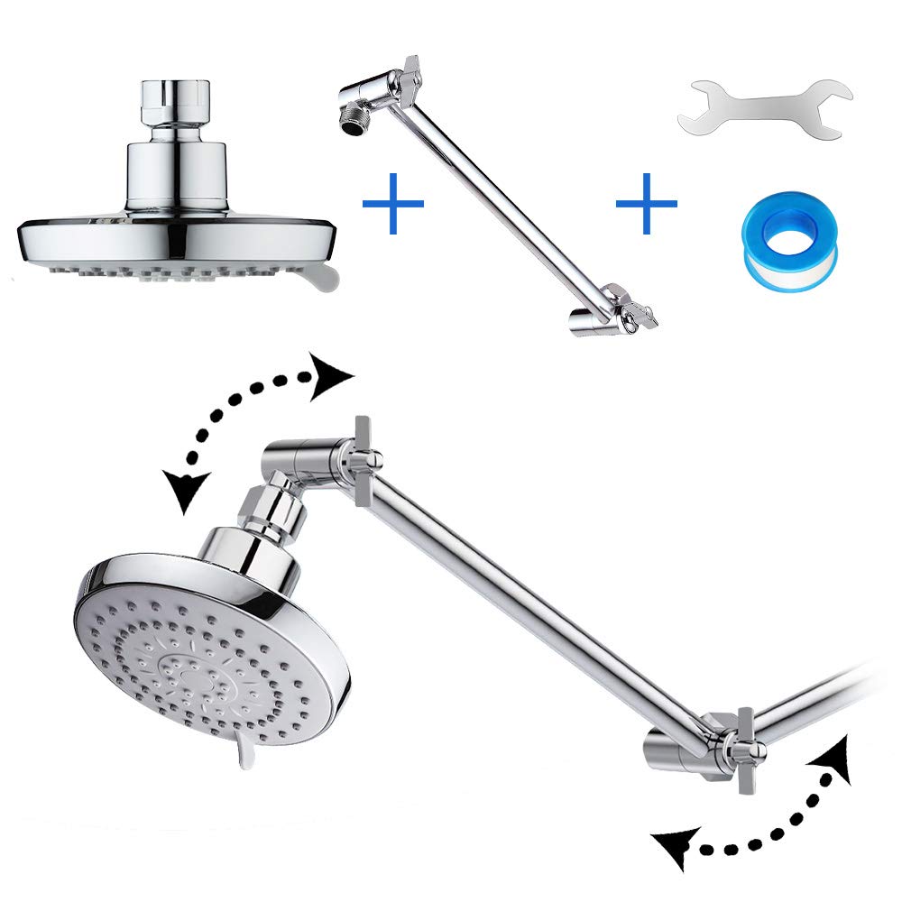 HarJue HarJue High Pressure Shower Head with 11 Inch Adjustable Arm for Optimal Rainfall Bathing Experience in Chrome Finish - View 5 of 6