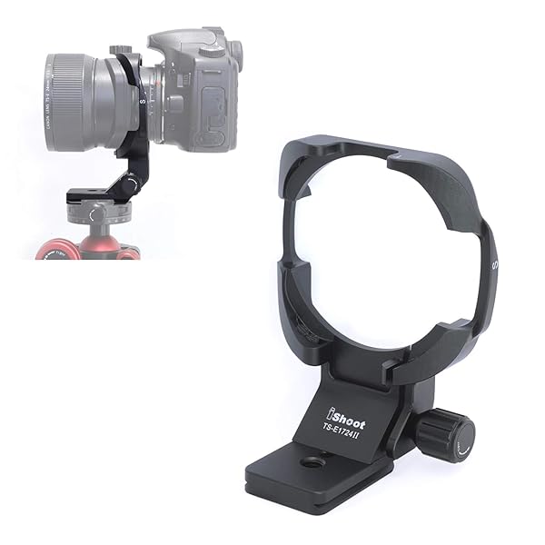 iShoot Tripod Mount Ring for Canon TS-E 17mm & 24mm Tilt-Shift Lenses - Quick Release Plate for Arca-Swiss Tripods
