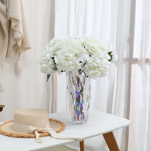 Tifuly Tifuly White Hydrangea Artificial Flowers 5 pcs Realistic Long Stem Fake Silk Bouquets for Wedding Party Home Office Decor - View 4 of 10