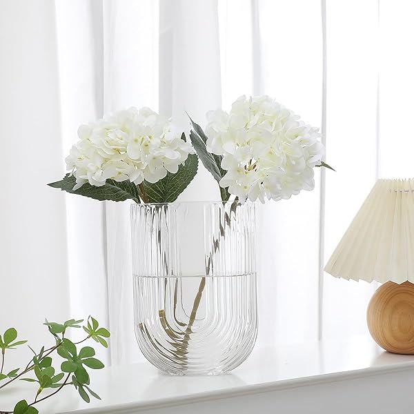 Tifuly Tifuly White Hydrangea Artificial Flowers 5 pcs Realistic Long Stem Fake Silk Bouquets for Wedding Party Home Office Decor - View 10 of 10