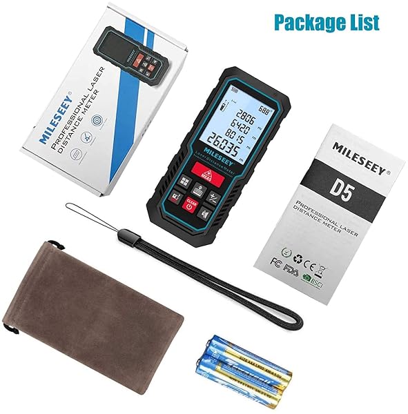 MiLESEEY MiLESEEY 229ft Digital Laser Measure Device with Electronic Angle Sensor and 2mm Accuracy for Area Volume and Pythagoras Measurements - View 8 of 9