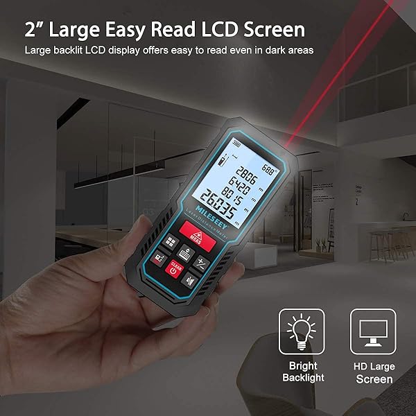 MiLESEEY MiLESEEY 229ft Digital Laser Measure Device with Electronic Angle Sensor and 2mm Accuracy for Area Volume and Pythagoras Measurements - View 9 of 9