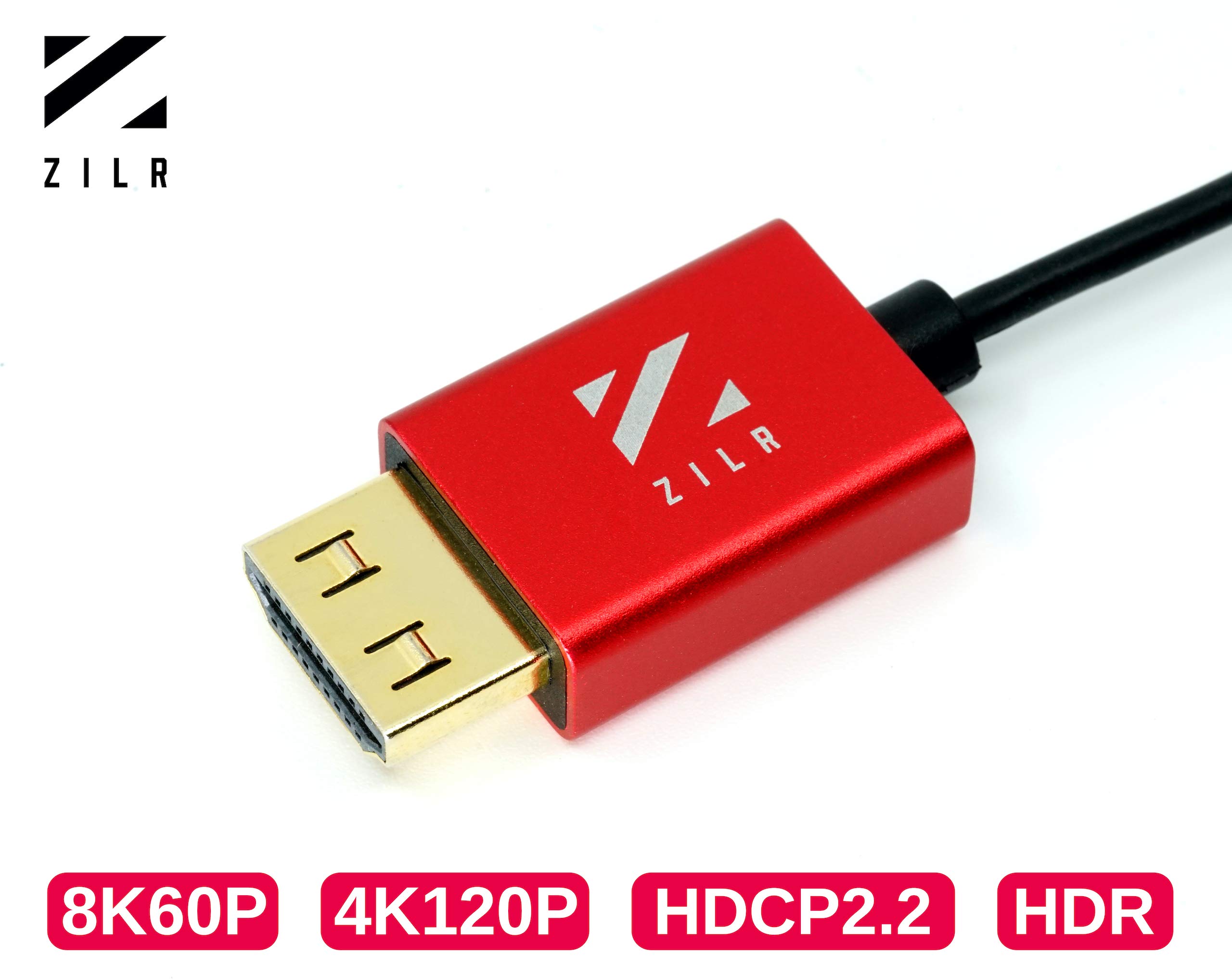 ZILR 8K Ultra Speed HDMI 2.1 Cable 45cm Type A to Type A Secure Locking 8K60 4K120 48Gbps HDR10 Ethernet Support - View 2 of 7
