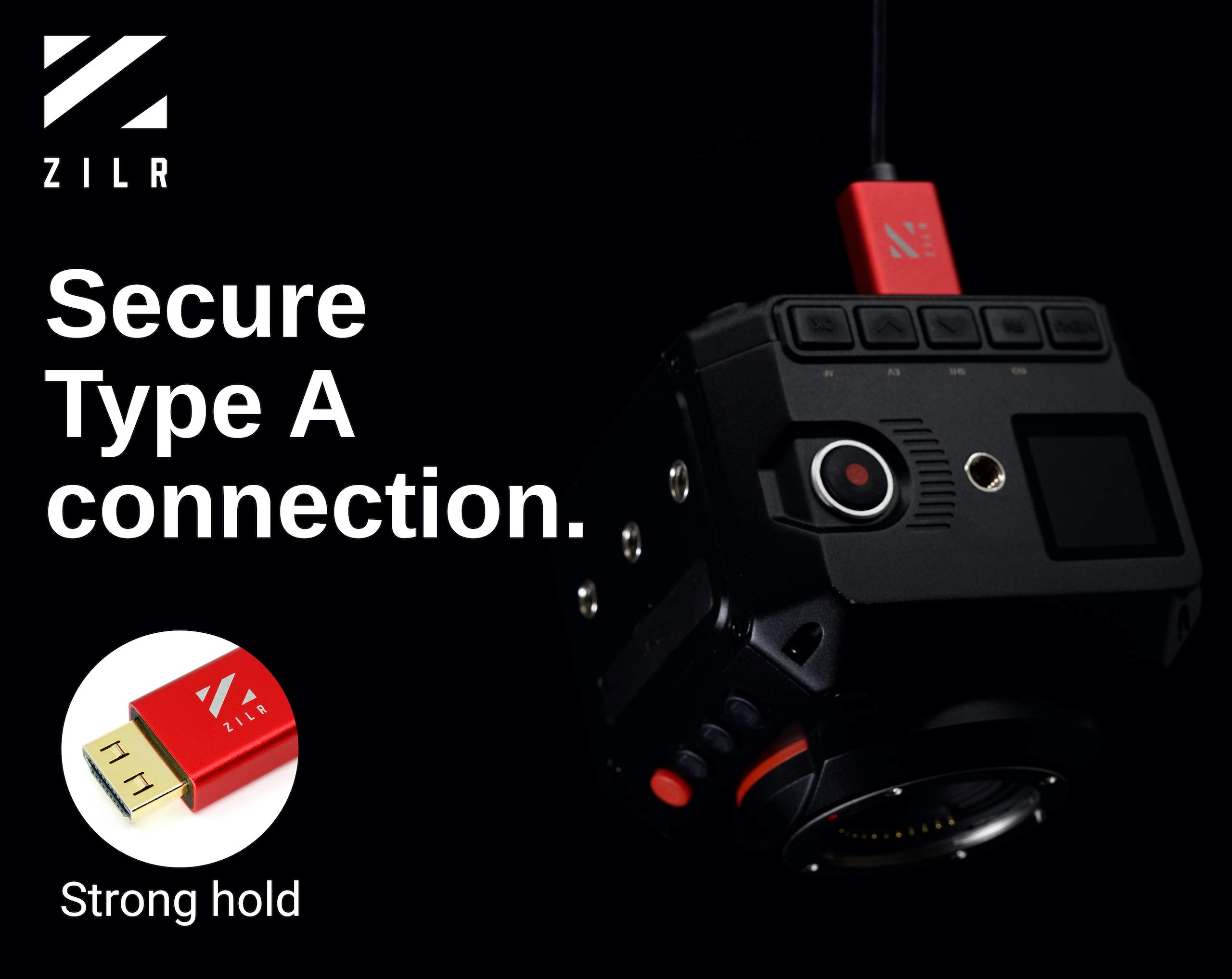 ZILR 8K Ultra Speed HDMI 2.1 Cable 45cm Type A to Type A Secure Locking 8K60 4K120 48Gbps HDR10 Ethernet Support - View 3 of 7