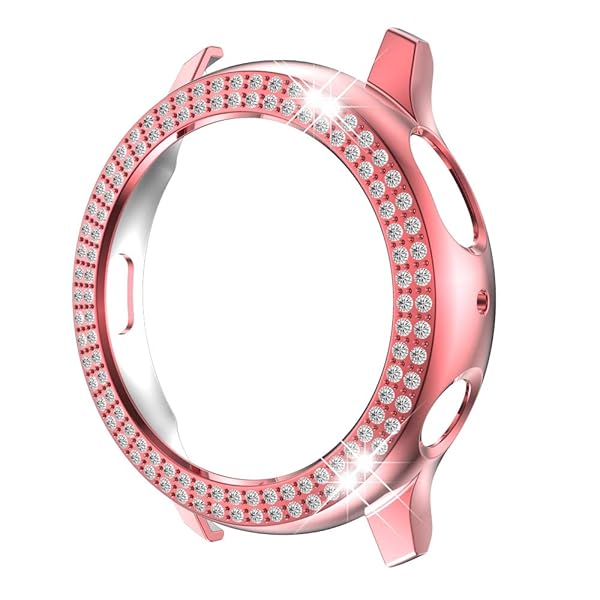 Yrzper Galaxy Watch Active 2 Bumper Case Double Row Diamond Glitter Frame Hard Shell Cover Pink 40mm 44mm - View 9 of 10
