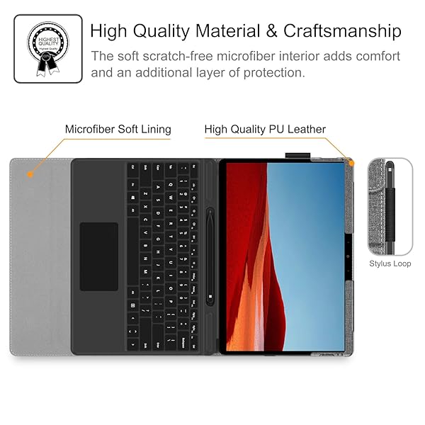 FINTIE Fintie Case for Microsoft Surface Pro X 2020 2019 Multiple Angle Viewing Portfolio Business Cover with Pocket for 13 Inch Surface Pro X Gray - View 4 of 10