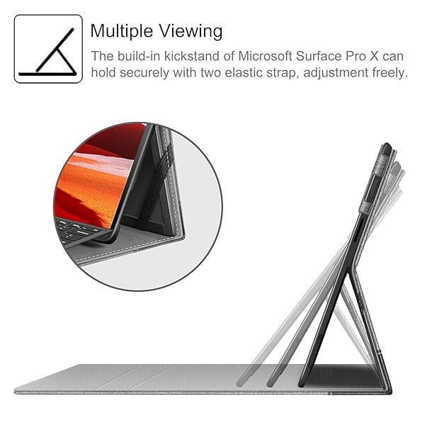 FINTIE Fintie Case for Microsoft Surface Pro X 2020 2019 Multiple Angle Viewing Portfolio Business Cover with Pocket for 13 Inch Surface Pro X Gray - View 5 of 10
