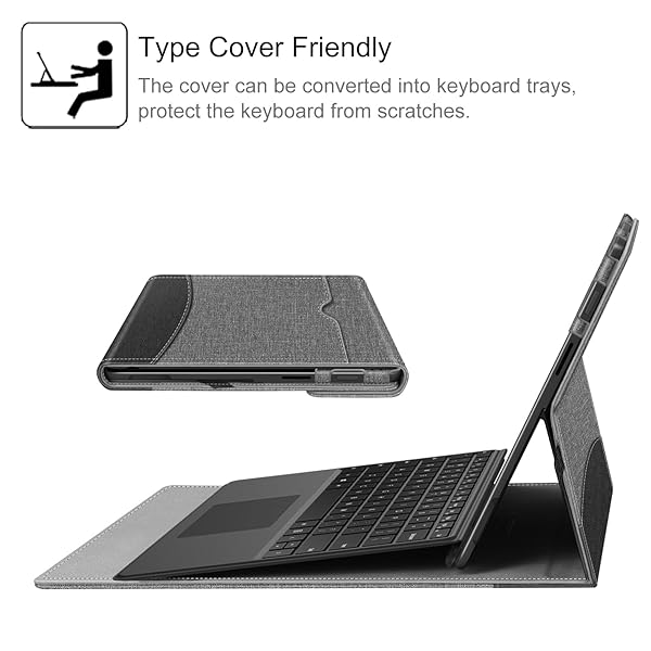 FINTIE Fintie Case for Microsoft Surface Pro X 2020 2019 Multiple Angle Viewing Portfolio Business Cover with Pocket for 13 Inch Surface Pro X Gray - View 6 of 10