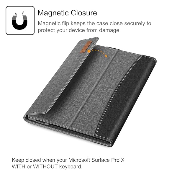 FINTIE Fintie Case for Microsoft Surface Pro X 2020 2019 Multiple Angle Viewing Portfolio Business Cover with Pocket for 13 Inch Surface Pro X Gray - View 7 of 10