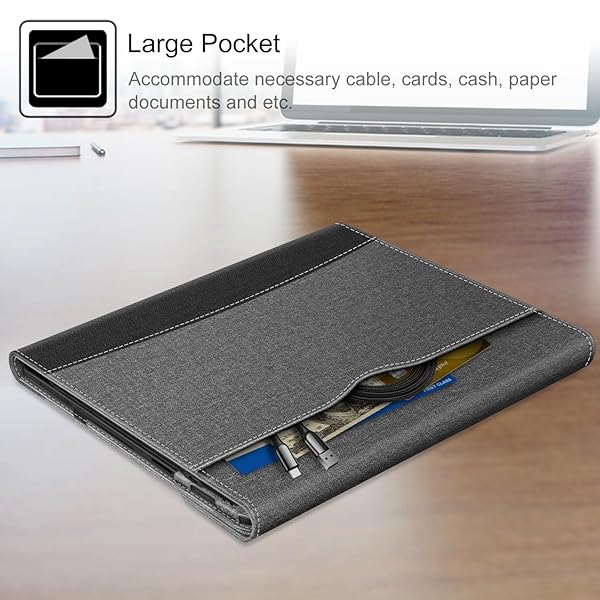 FINTIE Fintie Case for Microsoft Surface Pro X 2020 2019 Multiple Angle Viewing Portfolio Business Cover with Pocket for 13 Inch Surface Pro X Gray - View 8 of 10
