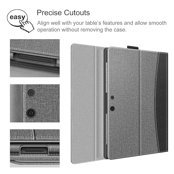 FINTIE Fintie Case for Microsoft Surface Pro X 2020 2019 Multiple Angle Viewing Portfolio Business Cover with Pocket for 13 Inch Surface Pro X Gray - View 9 of 10