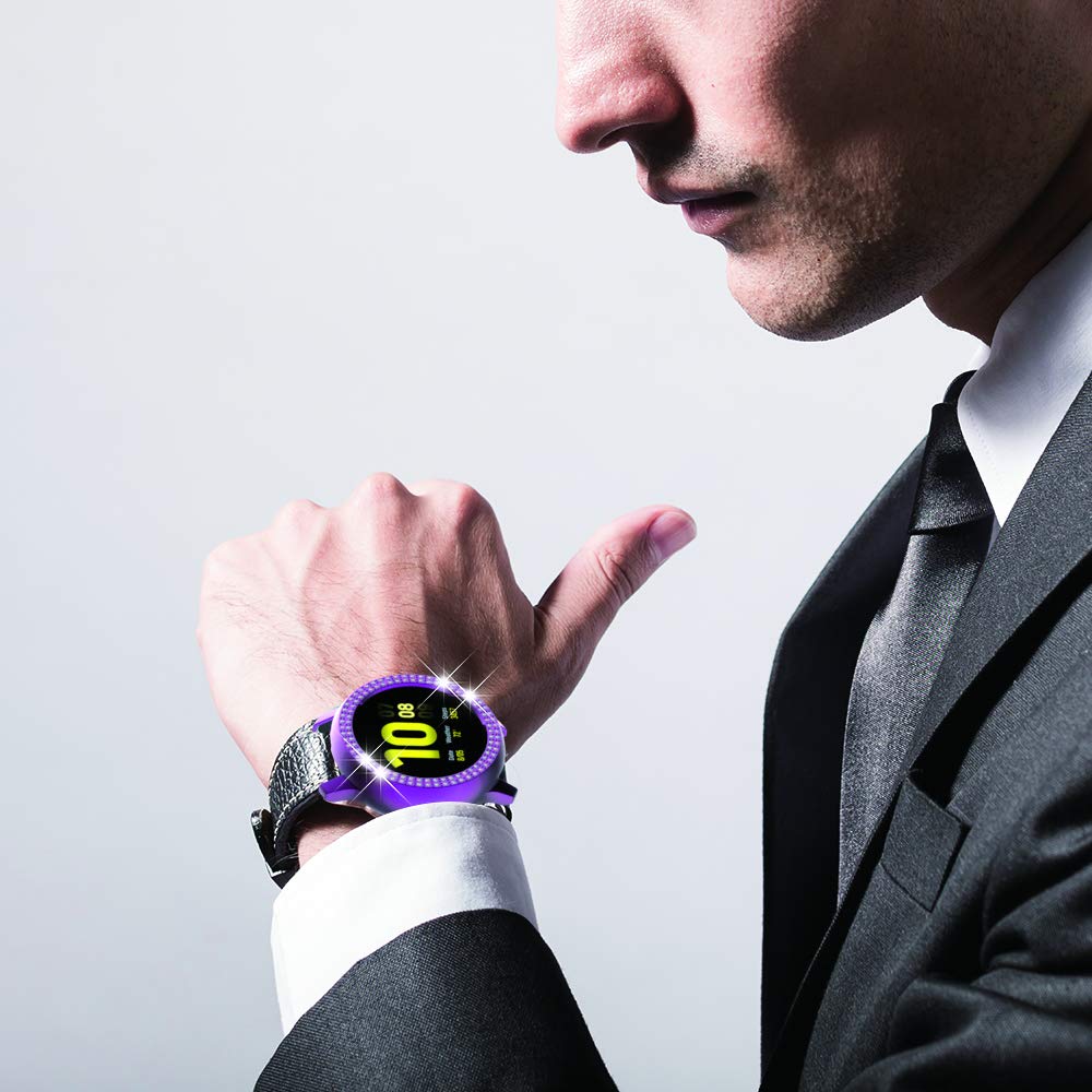 Galaxy Watch Active 2 Bumper Case Double Row Diamond PC Plating Shiny Glitter Frame Hard Protective Shell Cover 40mm 44mm Color 1 - View 2 of 9