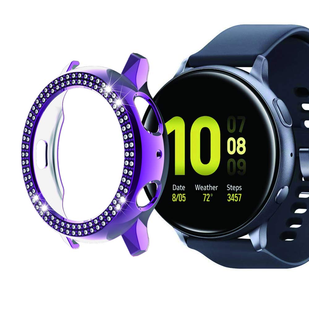 Galaxy Watch Active 2 Bumper Case Double Row Diamond PC Plating Shiny Glitter Frame Hard Protective Shell Cover 40mm 44mm Color 1 - View 4 of 9