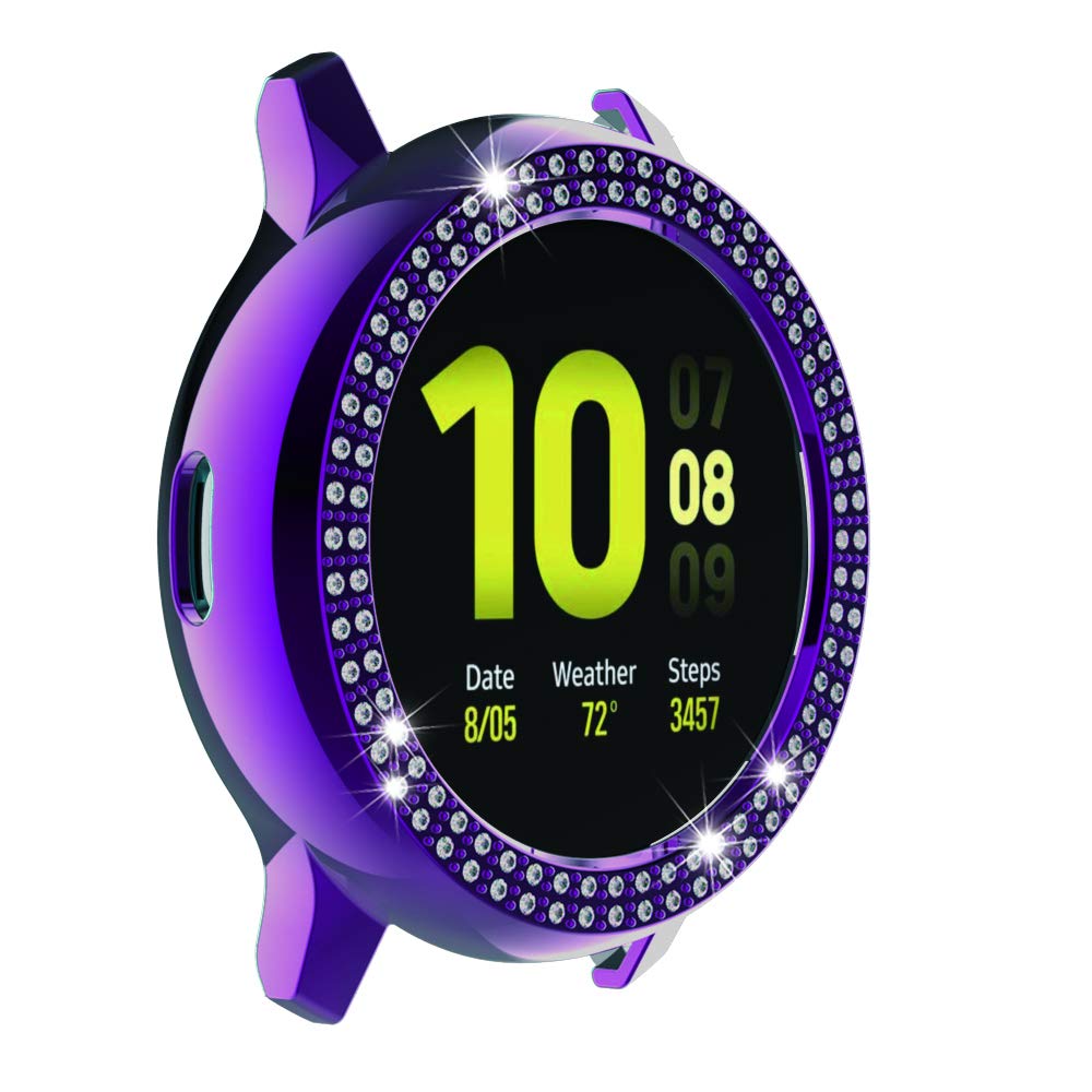 Galaxy Watch Active 2 Bumper Case Double Row Diamond PC Plating Shiny Glitter Frame Hard Protective Shell Cover 40mm 44mm Color 1 - View 5 of 9