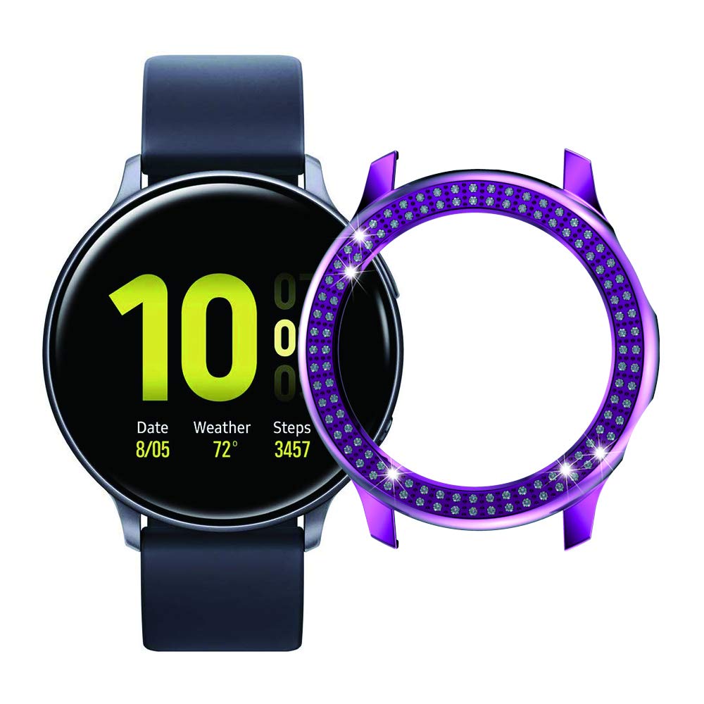 Galaxy Watch Active 2 Bumper Case Double Row Diamond PC Plating Shiny Glitter Frame Hard Protective Shell Cover 40mm 44mm Color 1 - View 7 of 9