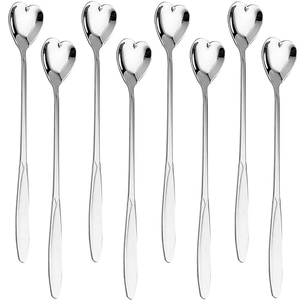 Falytemow Falytemow 304 Stainless Steel Heart Shape Spoons - 8 Pack for Coffee, Tea, Dessert & Milkshakes