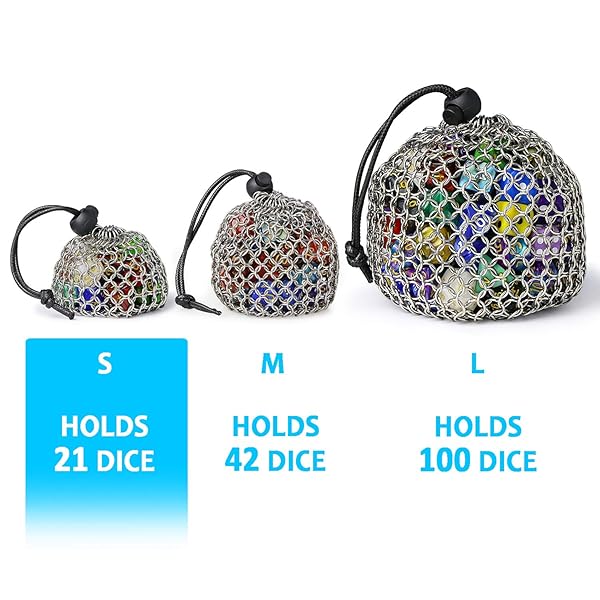 YOUSHARES YOUSHARES Drawstring Game Dice Bag Stainless Steel Chainmail DND Pouch for Metal Polyhedral Dice Set - View 5 of 7