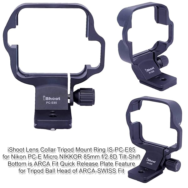 iShoot iShoot CNC Lens Collar Support for Nikon PC-E Micro NIKKOR 85mm - Arca-Swiss Quick Release Tripod Mount - View 4 of 11