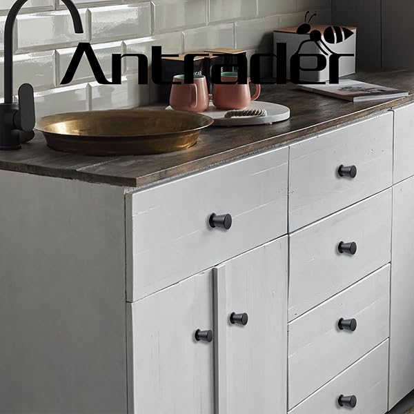 Antrader Antrader Matte Black Cabinet Knob 3/4in Round Drawer Pull Handle 6-Pack with Mounting Screws for Simple Home Upgrade - View 4 of 6