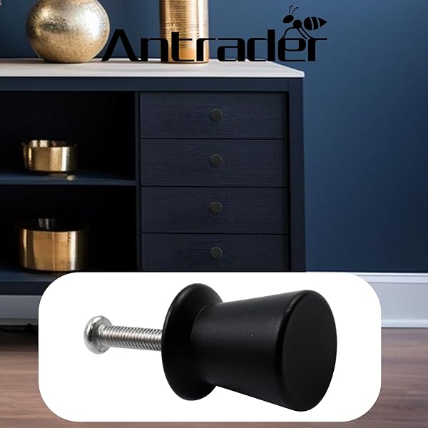 Antrader Antrader Matte Black Cabinet Knob 3/4in Round Drawer Pull Handle 6-Pack with Mounting Screws for Simple Home Upgrade - View 6 of 6