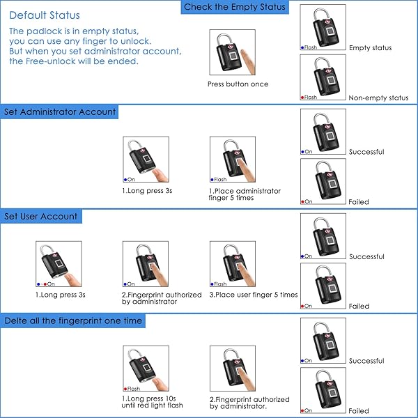 MYPIN Fingerprint Lock: TSA Approved Smart Digital Locker for Gym, Travel, Luggage & More - Keyless Security Solution - View 8 of 10