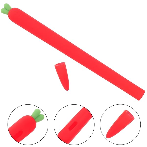 Hemobllo Carrot-Shaped Silicone Sleeve for Apple Pencil 2 - Shockproof Grip & Cover in Red - View 3 of 10