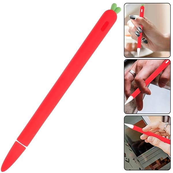 Hemobllo Carrot-Shaped Silicone Sleeve for Apple Pencil 2 - Shockproof Grip & Cover in Red - View 4 of 10