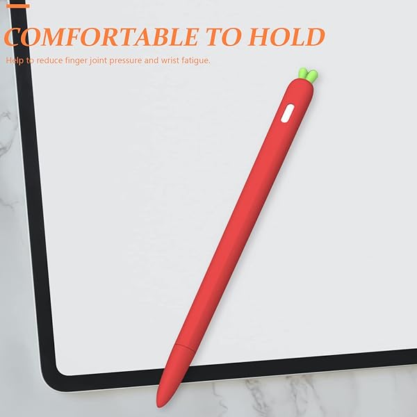 Hemobllo Carrot-Shaped Silicone Sleeve for Apple Pencil 2 - Shockproof Grip & Cover in Red - View 5 of 10