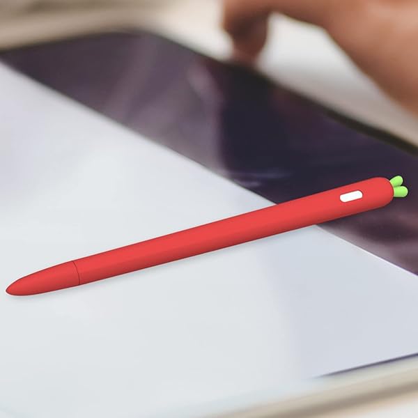 Hemobllo Carrot-Shaped Silicone Sleeve for Apple Pencil 2 - Shockproof Grip & Cover in Red - View 6 of 10