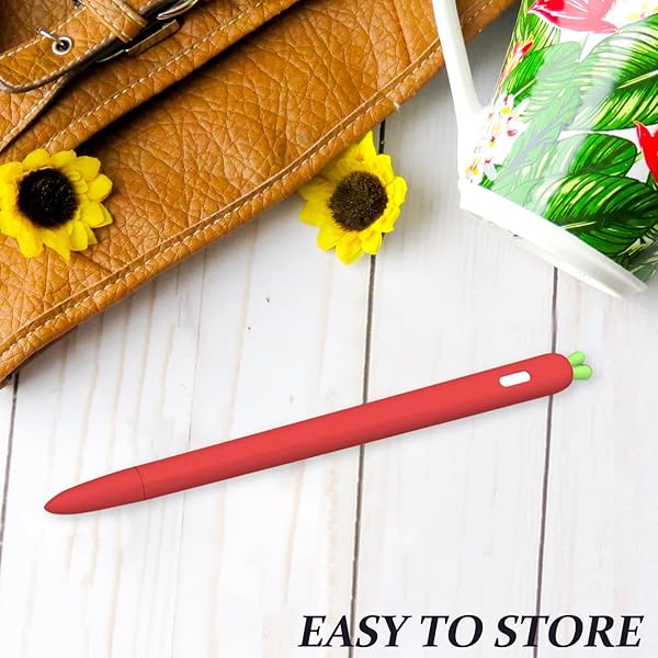 Hemobllo Carrot-Shaped Silicone Sleeve for Apple Pencil 2 - Shockproof Grip & Cover in Red - View 7 of 10
