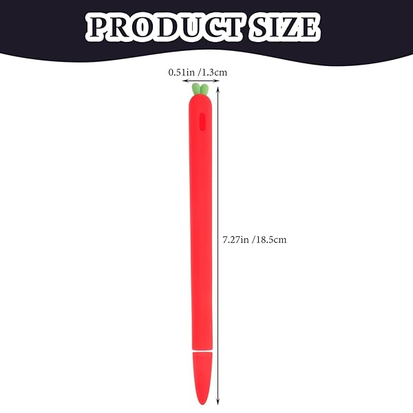 Hemobllo Carrot-Shaped Silicone Sleeve for Apple Pencil 2 - Shockproof Grip & Cover in Red - View 8 of 10