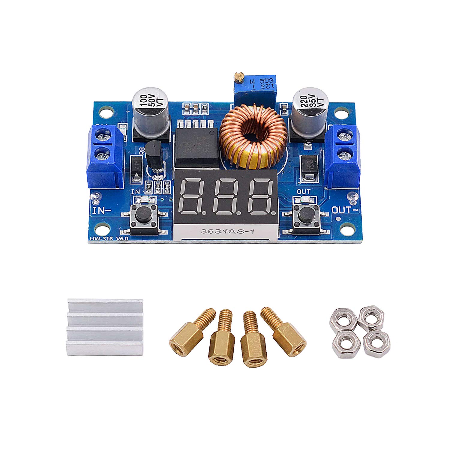 Valefod 2 Pack DC-DC 5A Buck Converter 4-38V to 1.25-36V - High Power Voltage Regulator with LED Display - View 7 of 7