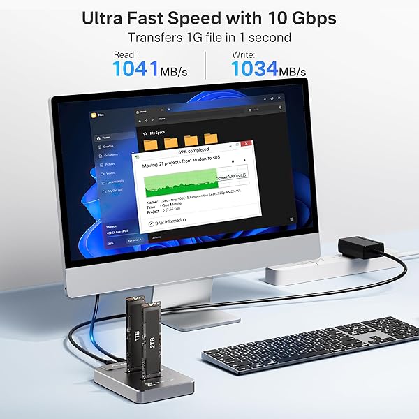 FREEGENE ACASIS NVMe M.2 Duplicator: Dual-Bay Offline Clone USB-C Dock for M2 SSDs - Fast & Efficient Data Transfer - View 7 of 10