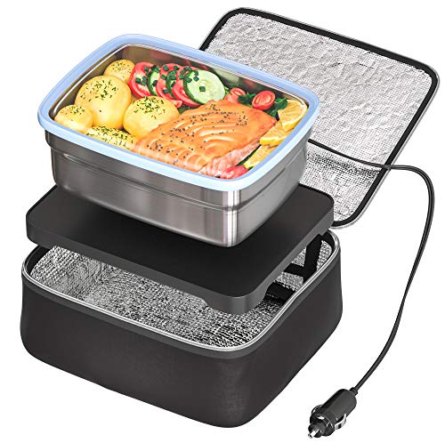 Skywin Skywin Portable Car Food Warmer Mini Electric Heated Oven for Vehicle with Stainless Steel Container Ideal for Car and Truck Use