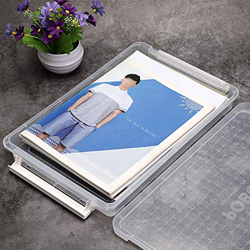 BTSKY BTSKY A4 Plus Clear Transparent PP Plastic Stackable Storage Box for Desk Paper and Magazine Organizer with Buckle and File Protector Case - View 5 of 8