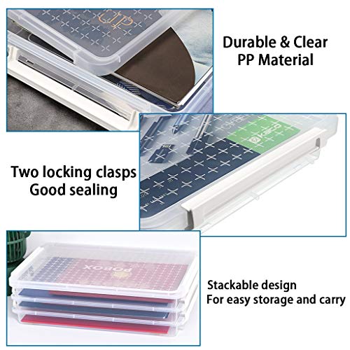 BTSKY BTSKY A4 Plus Clear Transparent PP Plastic Stackable Storage Box for Desk Paper and Magazine Organizer with Buckle and File Protector Case - View 6 of 8