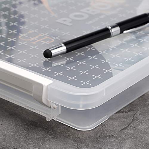 BTSKY BTSKY A4 Plus Clear Transparent PP Plastic Stackable Storage Box for Desk Paper and Magazine Organizer with Buckle and File Protector Case - View 7 of 8