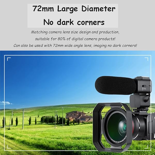 Diyeeni 37mm-72mm Camera Lens Hood - Reduce Glare & Enhance Video Quality for Digital Cameras & Camcorders - View 4 of 10