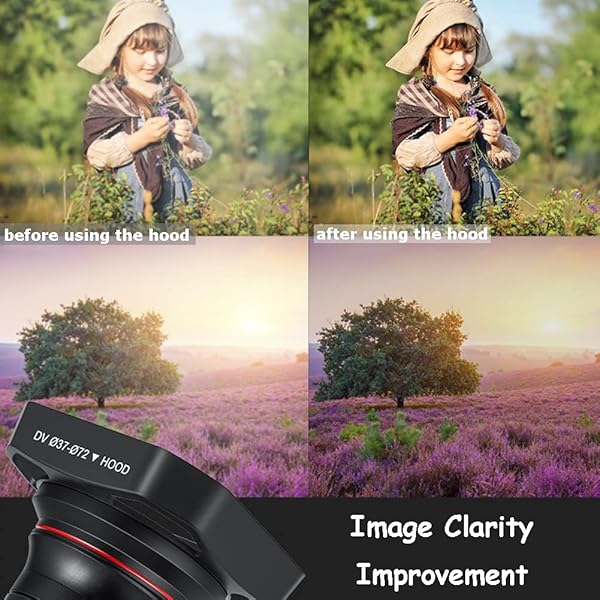 Diyeeni 37mm-72mm Camera Lens Hood - Reduce Glare & Enhance Video Quality for Digital Cameras & Camcorders - View 5 of 10