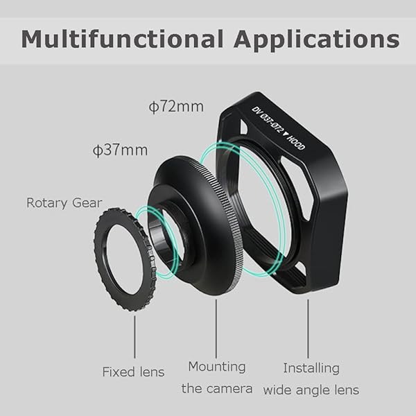Diyeeni 37mm-72mm Camera Lens Hood - Reduce Glare & Enhance Video Quality for Digital Cameras & Camcorders - View 6 of 10
