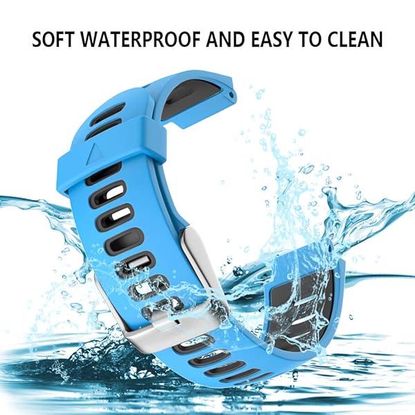 ISABAKE ISABAKE Soft Silicone Watch Band for Garmin Forerunner 735XT/230/220/235/620/630 & Approach S20/S5/S6 - Blue Replacement Wristband - View 6 of 9