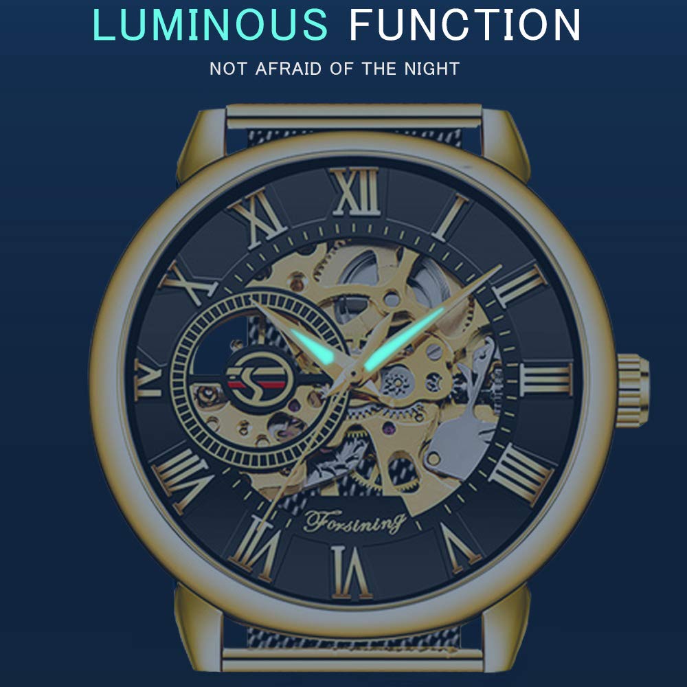 Dentily Dentily Mens Classic Roman Numeral Steampunk Mechanical Hand-Wind Skeleton Watch - View 5 of 8