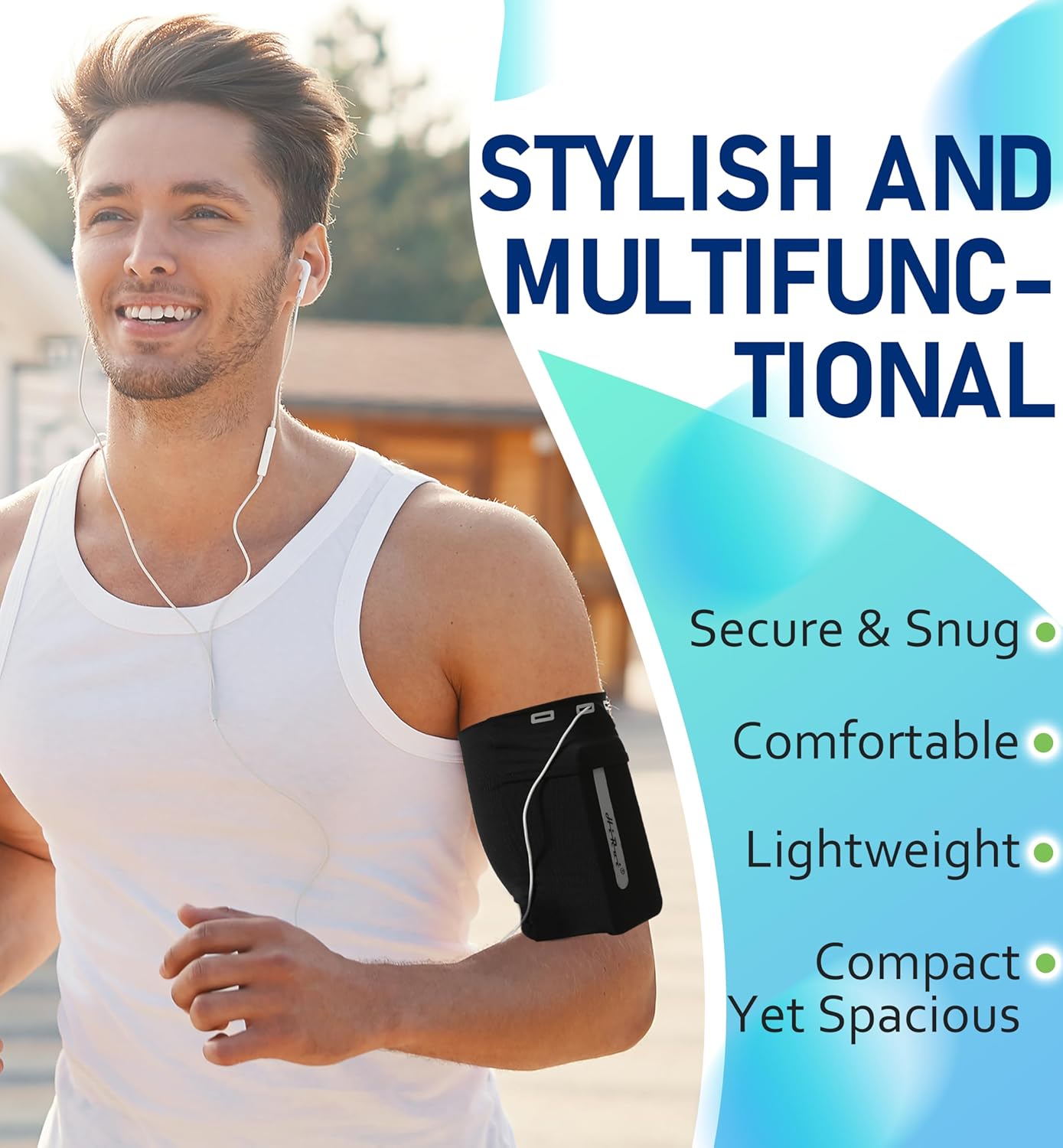 HiRui HiRui Universal Sports Running Armband Sleeve for iPhone 15 14 13 Plus Pro Samsung Galaxy All Phones Black - View 2 of 7