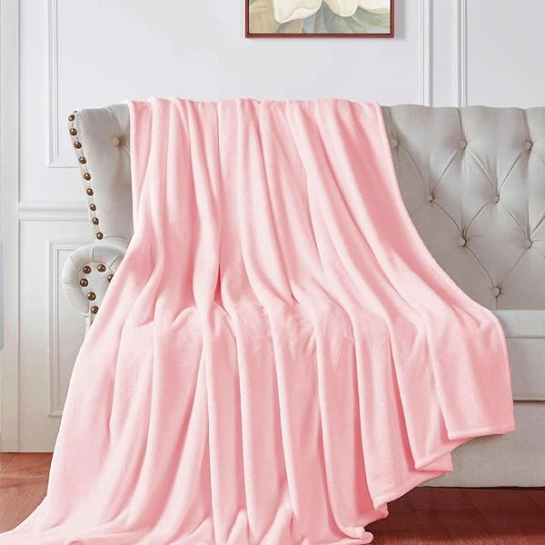Walensee Walensee Fleece Blanket Plush Throw Lightweight Super Soft Microfiber Flannel 50x60 Pink Cozy for Couch Bed Sofa All Seasons - View 8 of 10