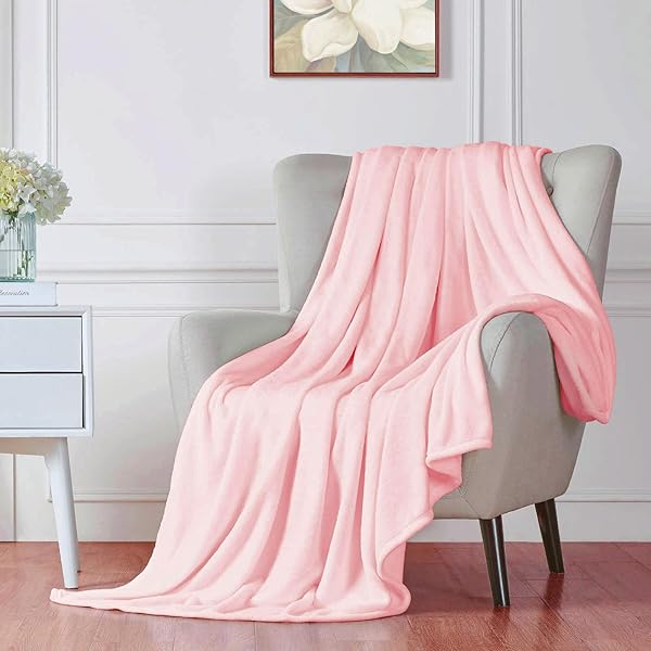 Walensee Walensee Fleece Blanket Plush Throw Lightweight Super Soft Microfiber Flannel 50x60 Pink Cozy for Couch Bed Sofa All Seasons