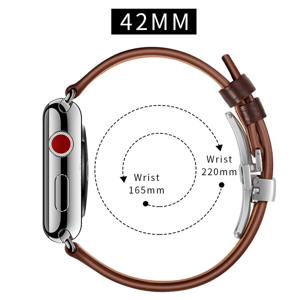 AISPORTS AISPORTS Leather Sport Wristband for Apple Watch 49mm 46mm 45mm 44mm 42mm with Metal Butterfly Buckle Replacement Band - View 4 of 9